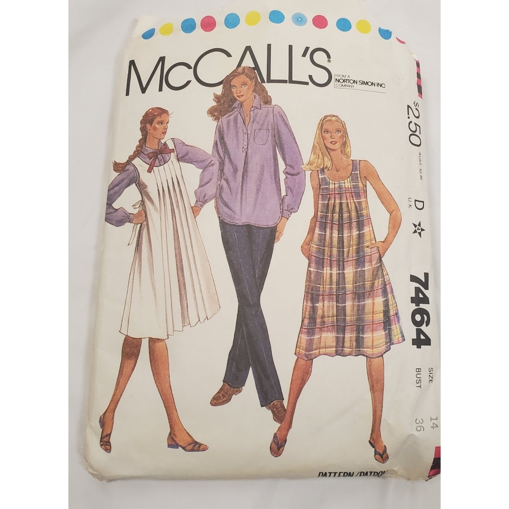 Vintage 1981 Maternity Dress Shirt Pants Pattern